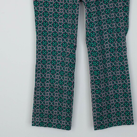 J.‎ Crew Womens Campbell Lattice Medallion Ankle Pants Size 8 Green Pink Preppy - Picture 3 of 7